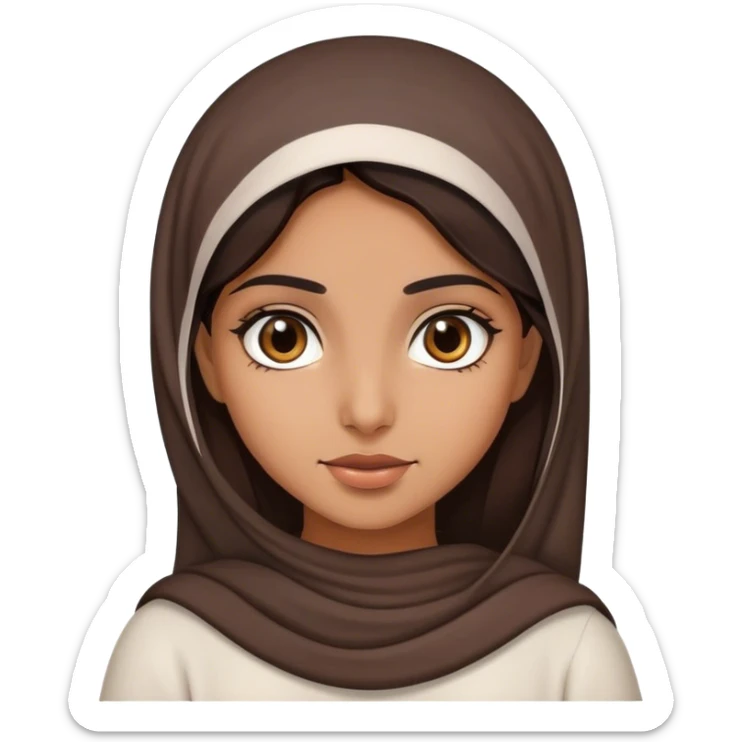 An Arab girl with dark brown hair and dark brown eyes sticker