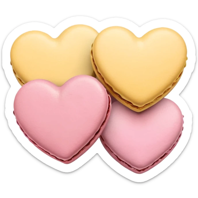 Macaroons in the shape of hearts in soft pink, beige and yellow pastel colors sticker