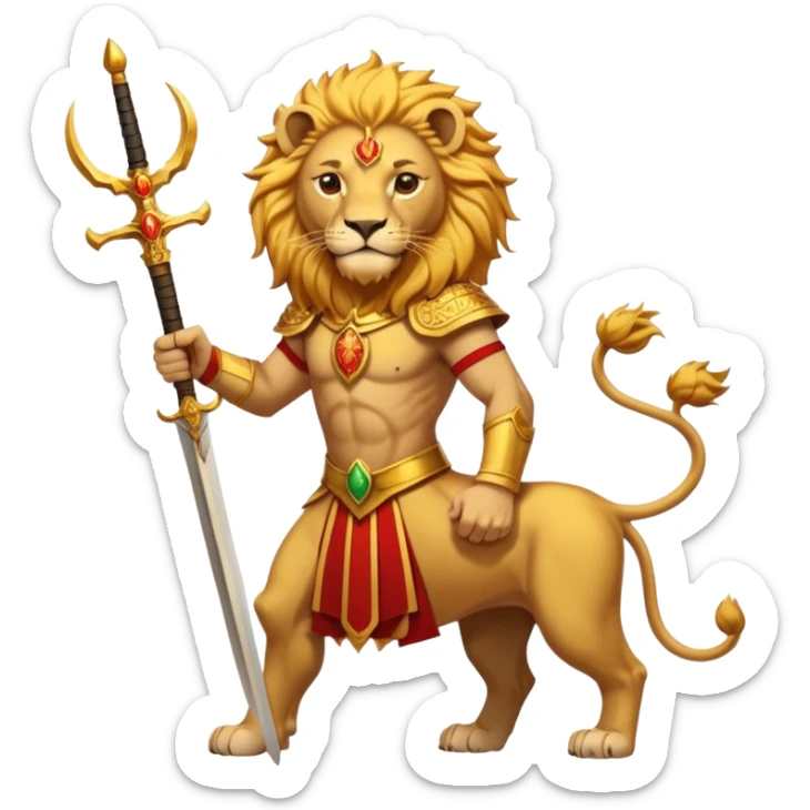 Emoji style pre 1979 Iran Sun and Lion, golden lion with sword, rising sun, flat bold colors sticker
