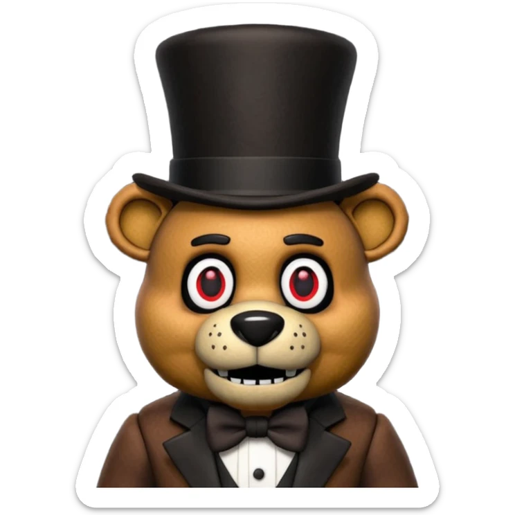 Freddy Fazbear with black and tiny hat from Five Nights At Freddy's Movie sticker