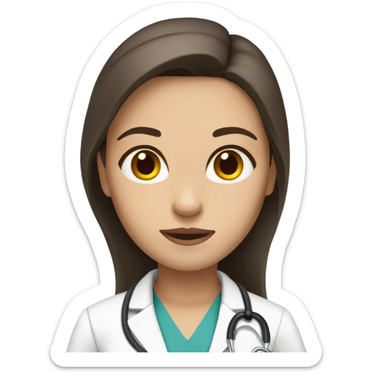 Female doctor long straight brown hair amber eyes and pink lips  sticker