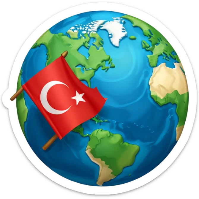 Draw me an emoji of planet Earth with the flag of Turkey on it. sticker