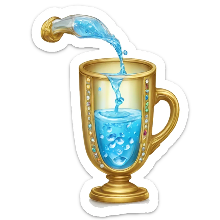 Cup of water poured into a beautiful bejeweled glass  sticker