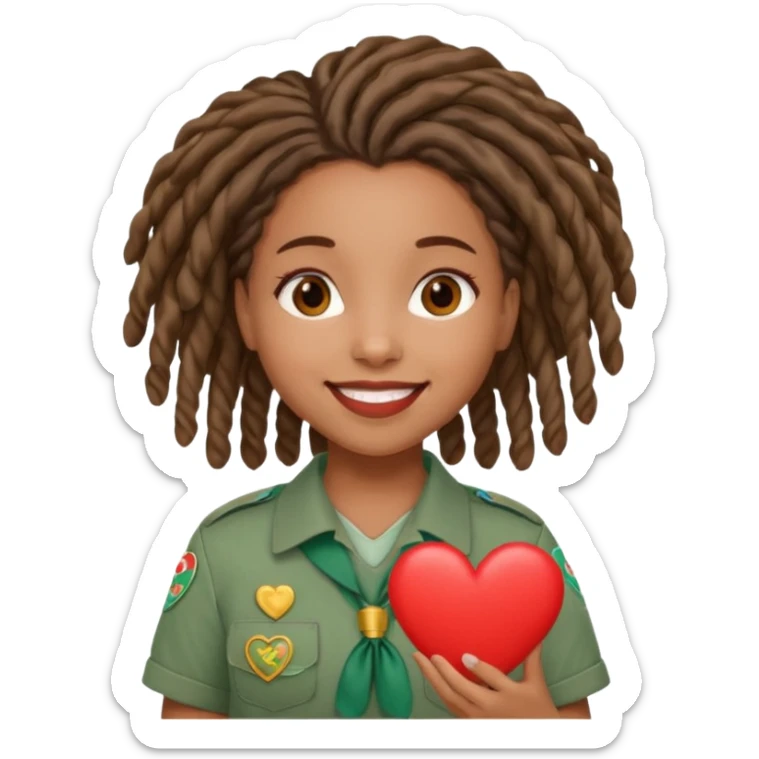 Girl Scouts African American girl with locs heart  sticker