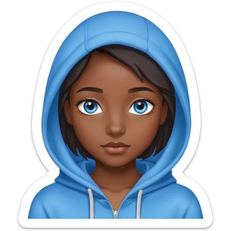Pretty black girl with blue eyes and edges wear hoodie  sticker