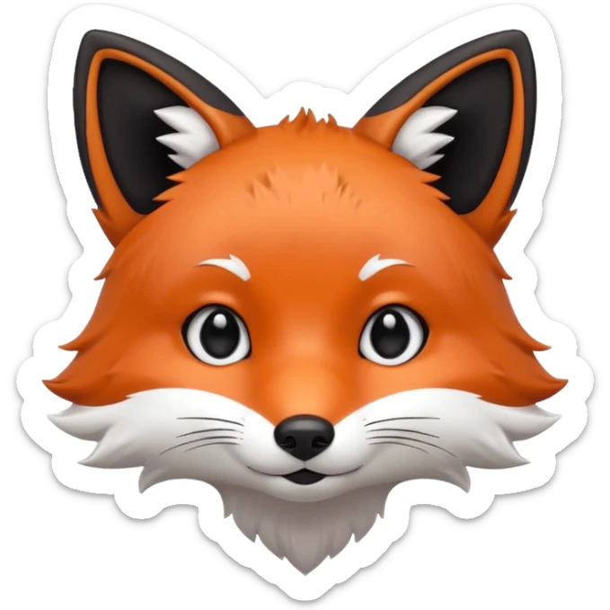 une tête de renard trop kawaii avec des poils noirs à la place de tout les poils blancs sticker