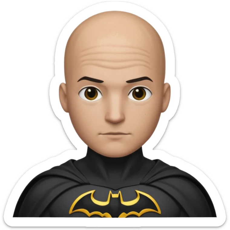 I Want a 25 years old man with no hair in a batman costume sticker