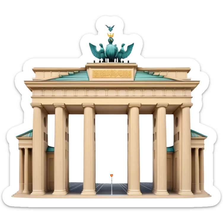Cinematic Realistic Brandenburg Gate Landmark Emoji, depicted as the iconic neoclassical monument rendered with lifelike detail and dynamic, historic lighting. sticker
