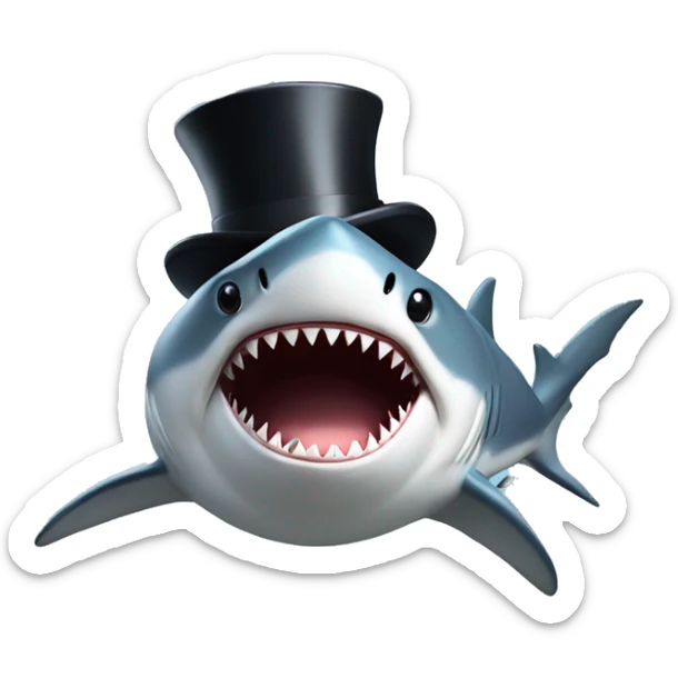 Shark with a top hat sticker