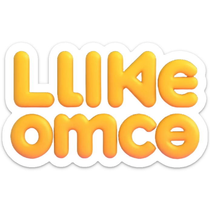 colorful 3D circular emoji with the word 'like' in the center in a modern font sticker