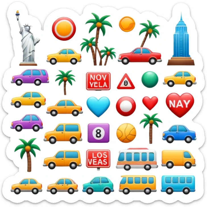 new york, miami, los angeles, las vegas signs sticker