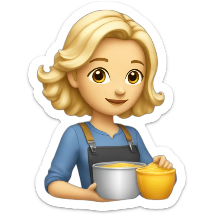 une personne blonde avec de la poussière dans les cheveux et un pot de miel dans la main sticker