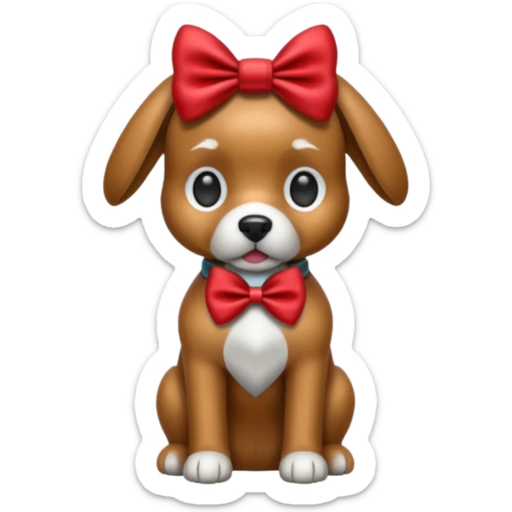 animatronic dog with red bow time like fnaf but dog emoji sticker