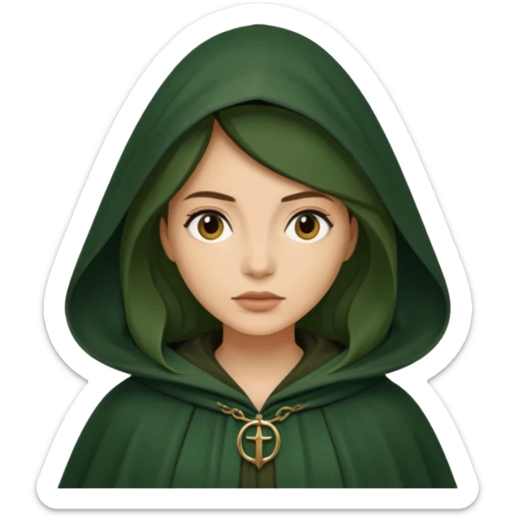 woman waring dark green cloak like in the traitors tv show sticker