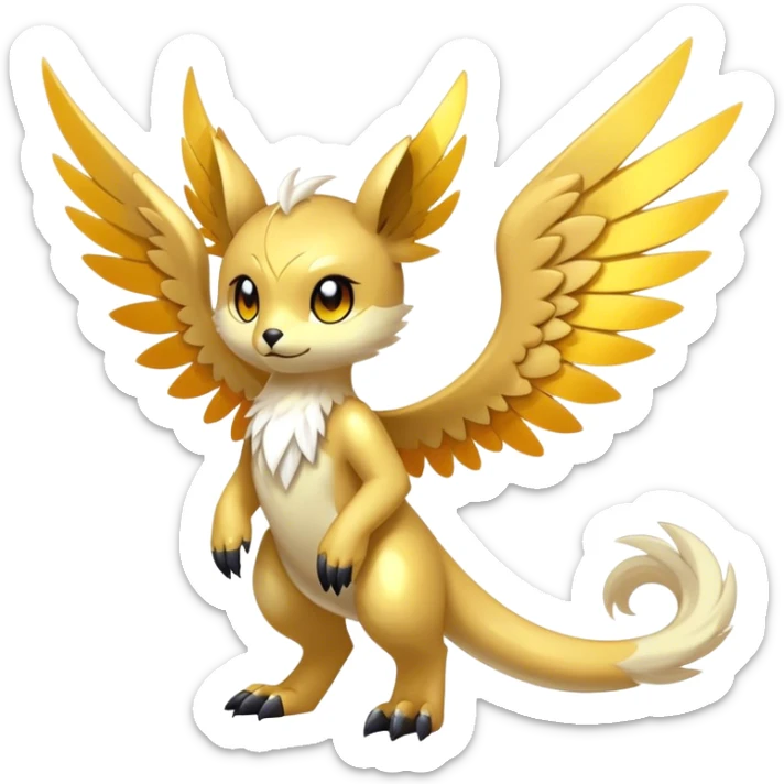 Anthro Sona Cool Edgy Cute Colorful Shy Winged Shiny Fakemon-Fantasy-Creature Full Body sticker