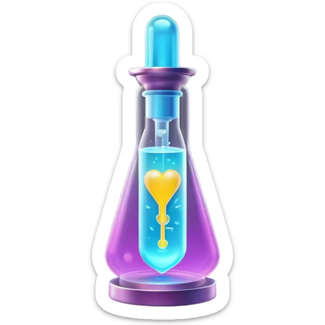 Clash of Clans aesthetic: Cinematic Playful Sci-fi Health injection Emoji, rendered in a 3D vector-style similar to standard emojis with minimal shading and bold, simplified shapes. A compact, futuristic vial with a glowing neon liquid and sleek contours, softly glowing with a healing cosmic charm. Simplified yet unmistakably iconic, highly detailed and consistent, glowing with a soft radiant glow and high shine. Stylized with a touch of futuristic alchemy and a soft glowing outline, capturing the essence of a vital energy elixir with a playful, interstellar spirit! sticker