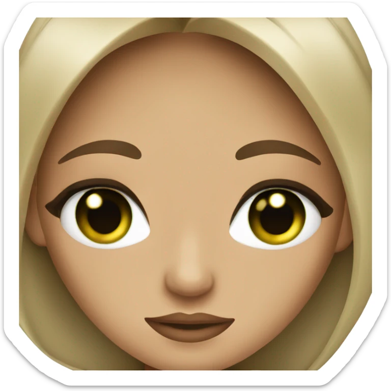 glamorous baddie long brown hair with green eyes beige skin sticker