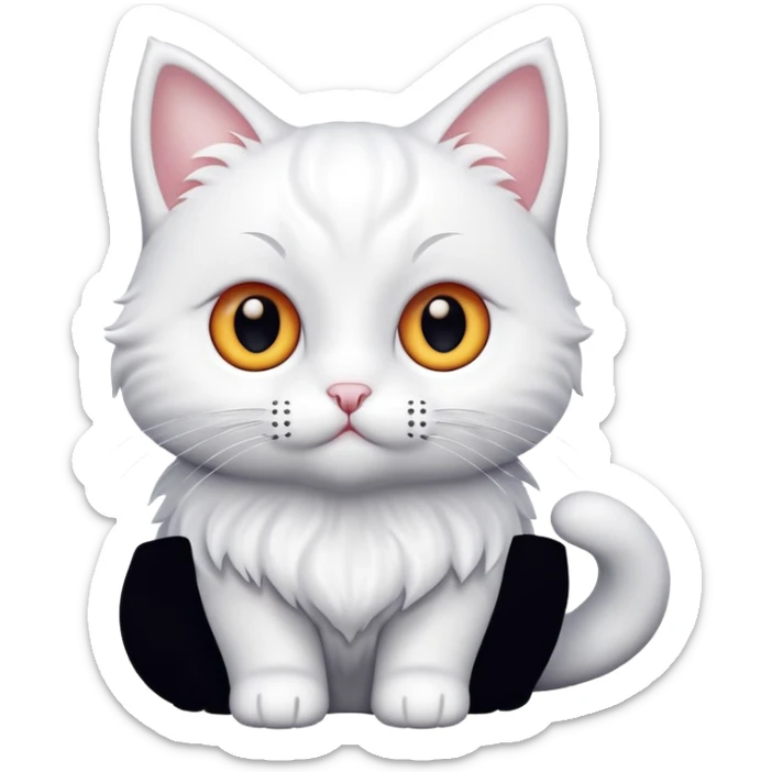 Isolated, breathtakingly vivid and intricately detailed digital illustration of the most incredibly adorable pure white ultra fluffy cat with cute large eyes figurine imaginable, toy style. sticker