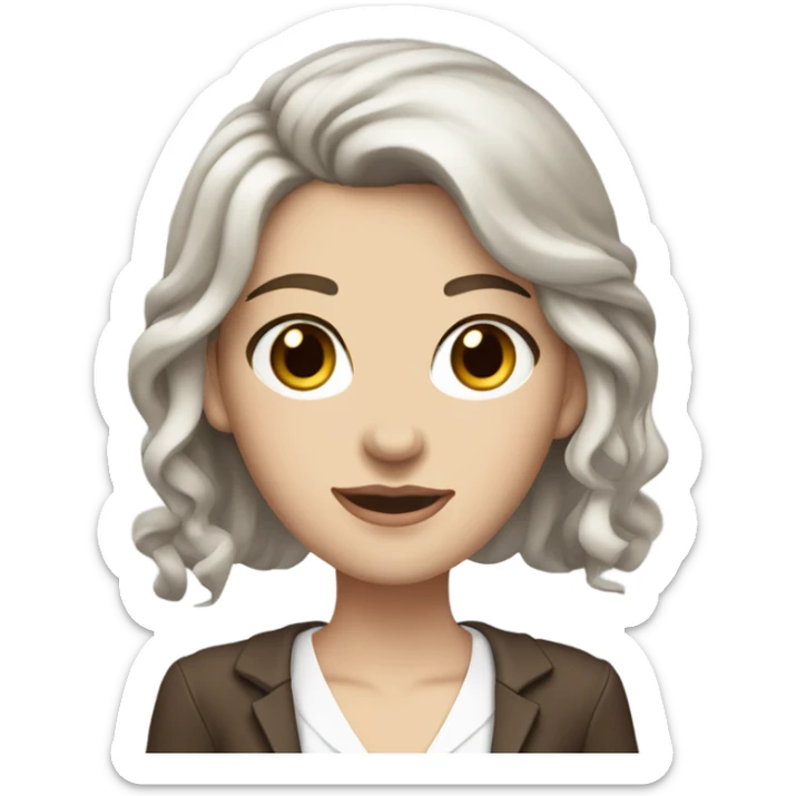 White girl skinny with wavy long dark brown hair brown eyes and an elegant outfit sticker