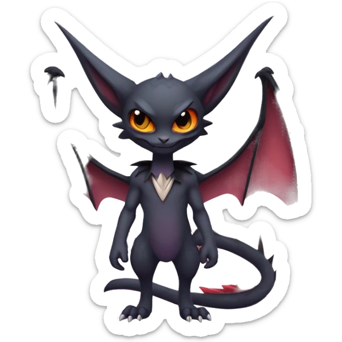  Kawaii Edgy Cool Vampiric Beautiful Noivern-Nargacuga-Litten with big Bat Ears full body sticker