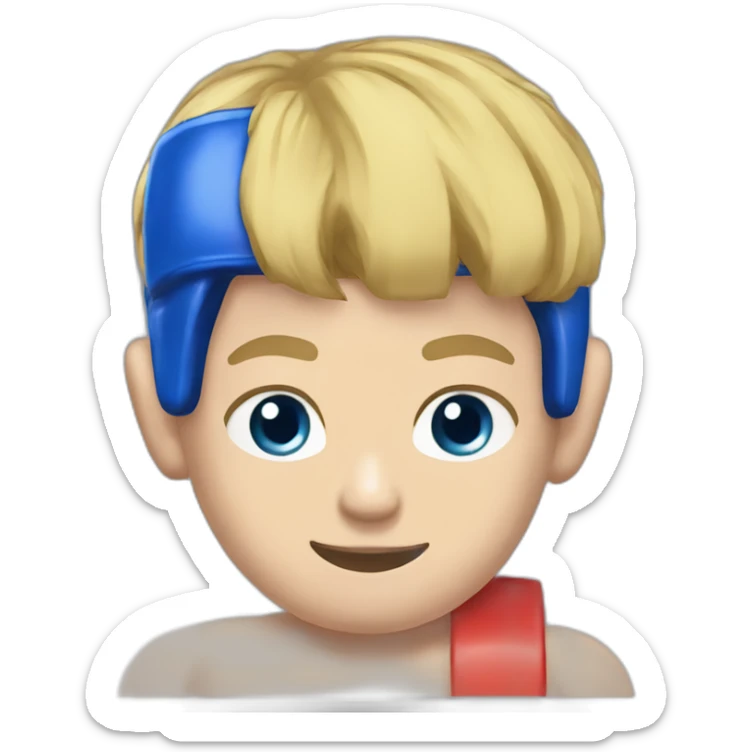 short blonde hair blue eyes muay thai fighter little muscular sticker