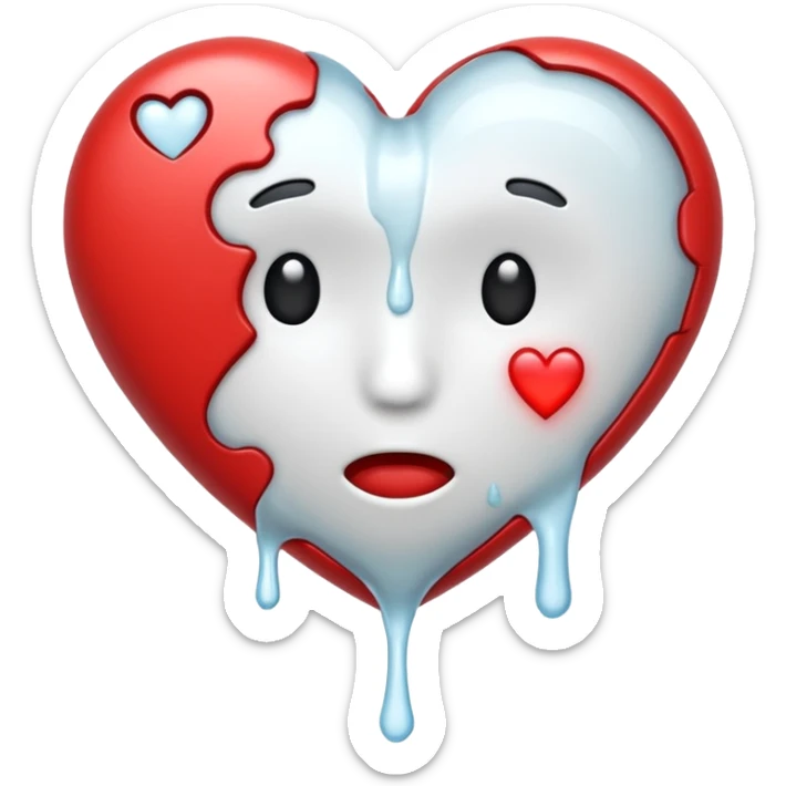 The heat broken emoji in white with sticky white liquid Ozzing out of it sticker