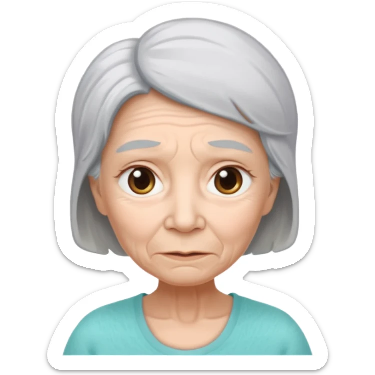 a Woman, wearing a pampers for adults, incontinence, mid 50 with light grey hair,  sticker