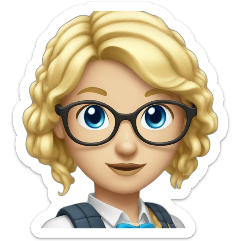 nerd girl with blue eyes and blonde hair with a tail sticker