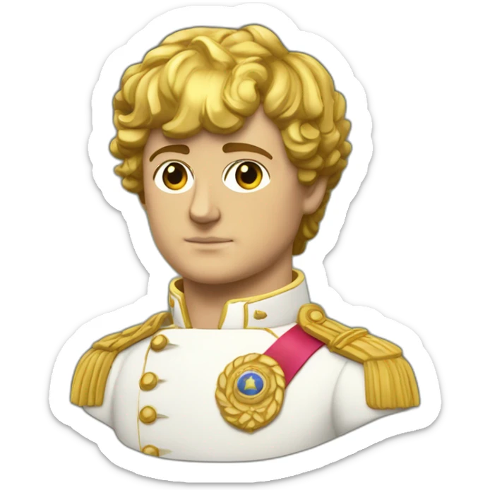 Laurel wreath short hair serious napoleon bonaparte golden statue sticker