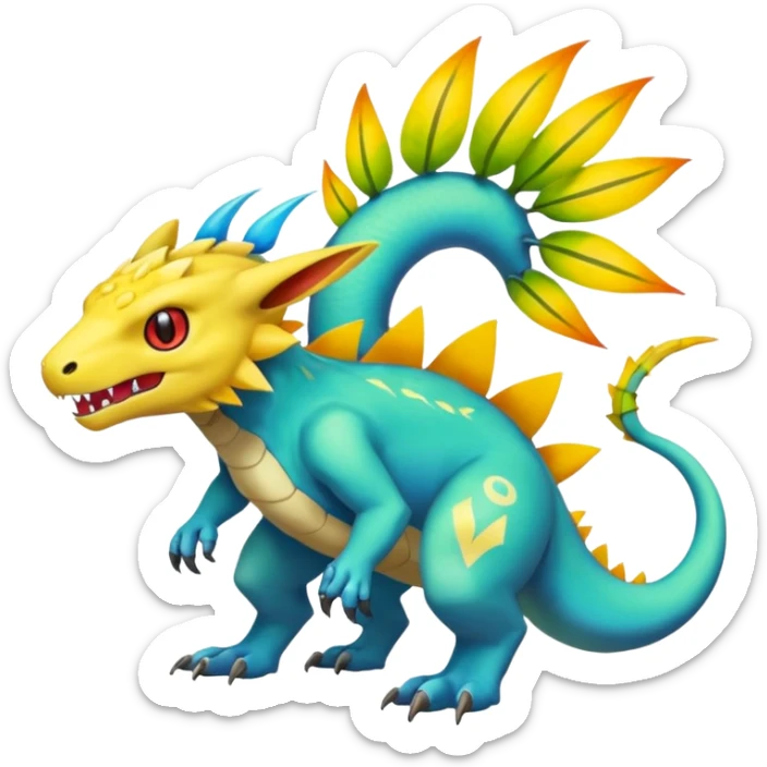 Colorful Exotic Pokémon-Digimon-Monster-Beast-Fakémon-hybrid-creature (full body) sticker