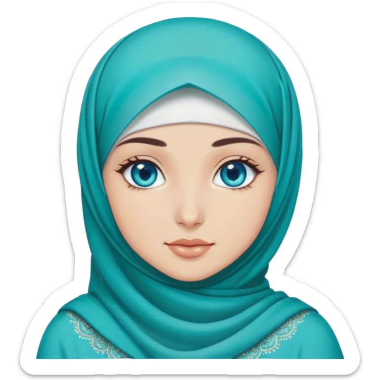 Turkish beautiful finish Konya girl blue eyes with hijab and turquoise stone dress sticker