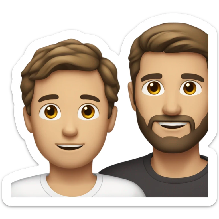 Handsome Father 40s with short full beard and Son 13s brunette fair skin portrait sticker