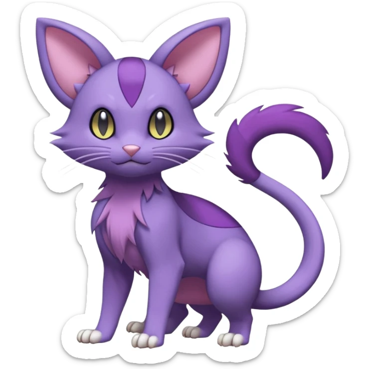 Purrloin-Delcatty-Rattata-Pokémon-fusion-hybrid-creature (full body) sticker