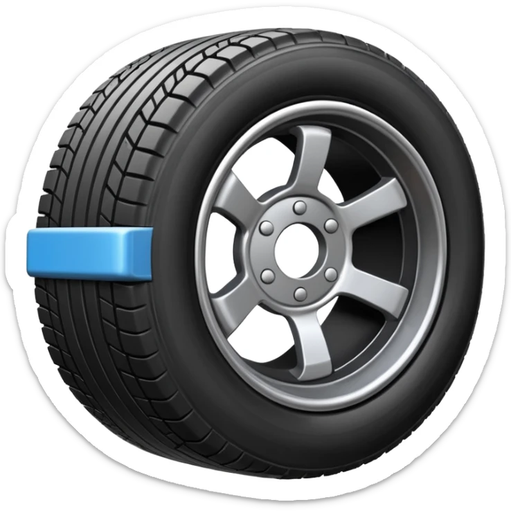 please draw me a emoji of tire - inside the manufacturing factory - getting inspected by machine not the human  sticker