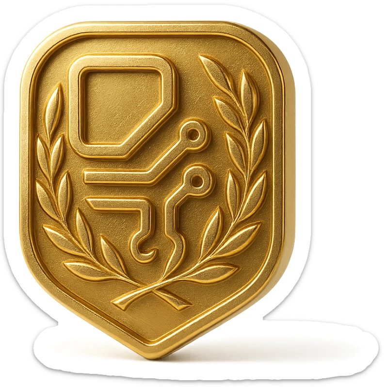 golden logo for 'Label Excellence Numérique', elegant, modern, digital or tech-inspired motif, suitable for a certification badge, no text, gold color sticker