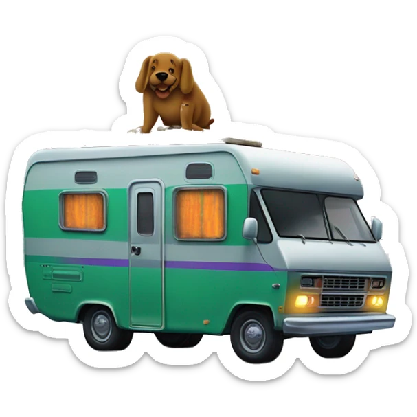 very expensive but haunted horror dream rv camper for Scooby Doo and the kids in the gang while it’s cold and snowing hard outside  sticker