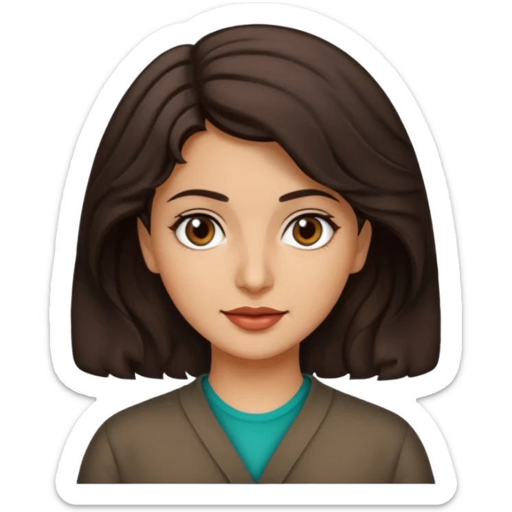 30 yr iranian woman dark brown hair wavy short hair sticker