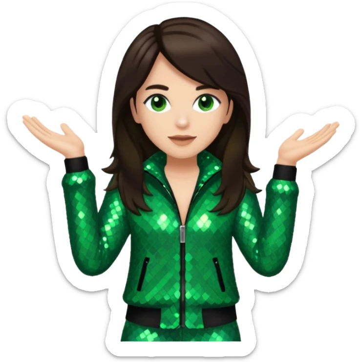 Sam Watters, R&B Singer (b. 1970) from Color Me Badd with long dark brown hair, green sequin outfit sticker