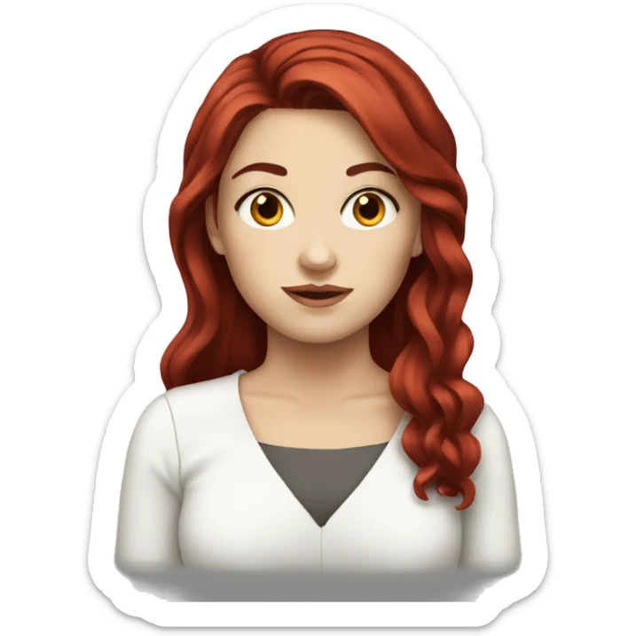 White girl dark red hair sticker