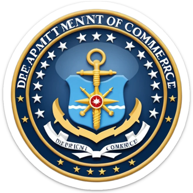 News graphic of department of commerce sticker