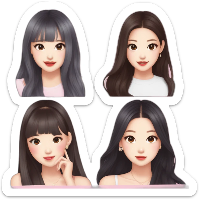 blackpink-lisa-rosé-jennie-jisoo-four asian girls-cute-kpop sticker