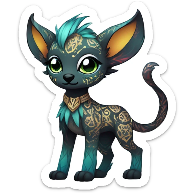 cute Kawaii edgy ethereal shy epic fantasy animal fursona Fionbri creature by griffsnuff & LiLaiRa & Falvie with exotic colors with intricate patterns full body sticker