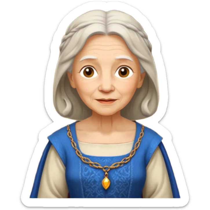 In medieval fairy tales, a kind and amiable grandmother who did not wear jewelry sticker