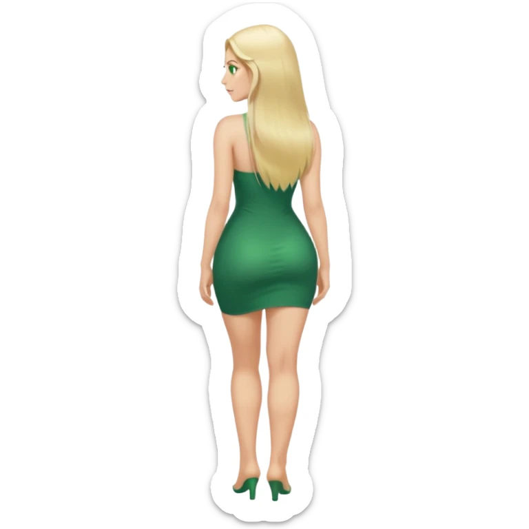 Naked woman long blonde hair green eyes full body looking back big butt  sticker