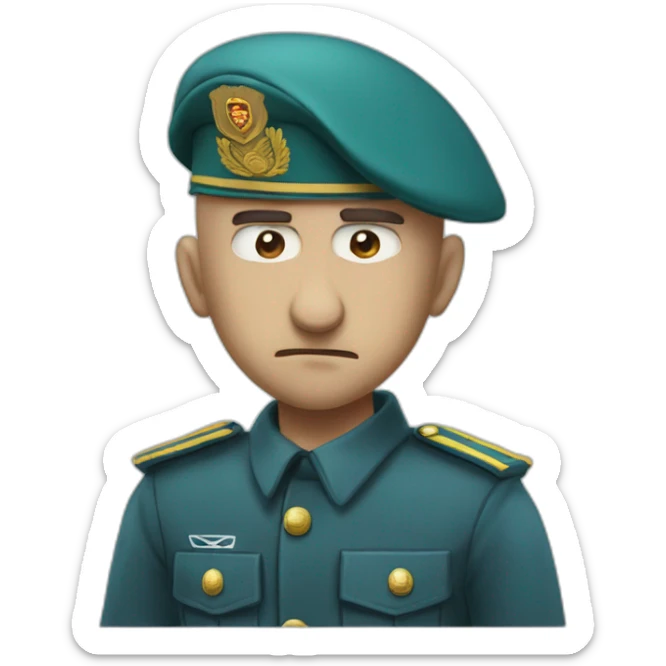 cyan beret bald angry 50 years old no hair furious very angry frown idf uniform sticker