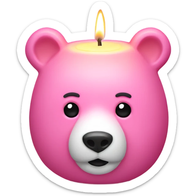 pink Bear shaped candle  sticker