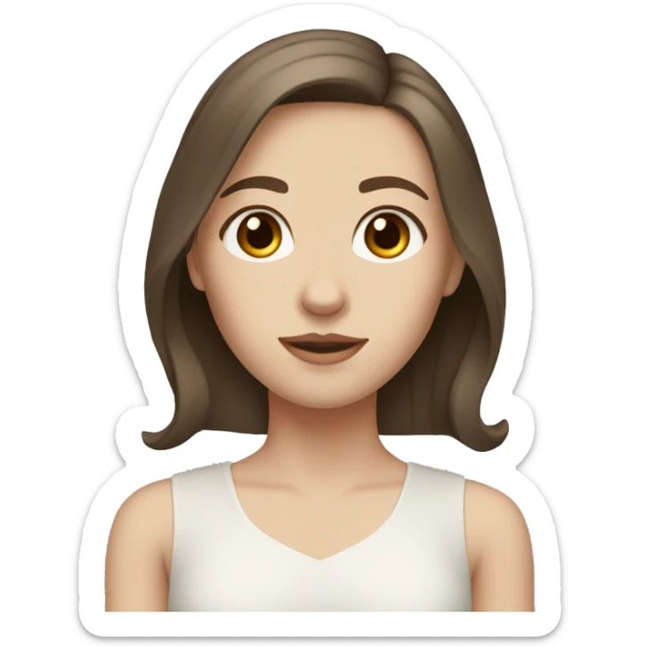 girl with pale skin brown eyes and brown hair sticker
