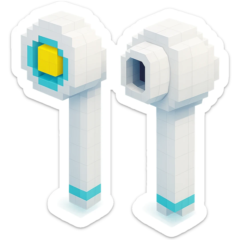 white EarPods headphones with a futuristic look sticker