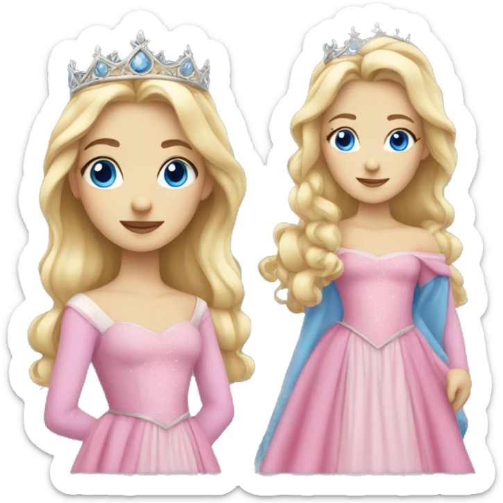 Blonde princess with blue eyes and pink princess dress sticker