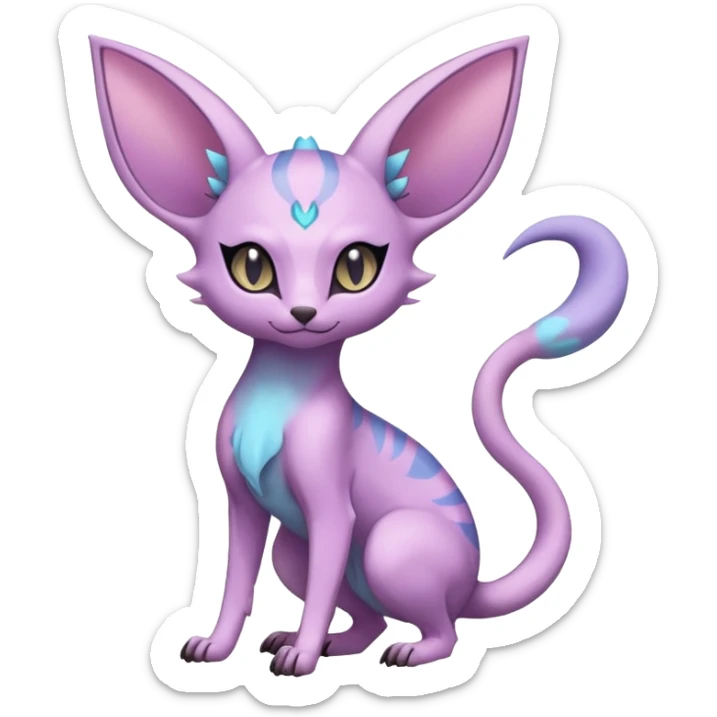 Rare realistic cool cute epic aesthetic colorful Amaura-Espeon-Genet-species-Fakemon-hybrid-creature, with markings, full body sticker